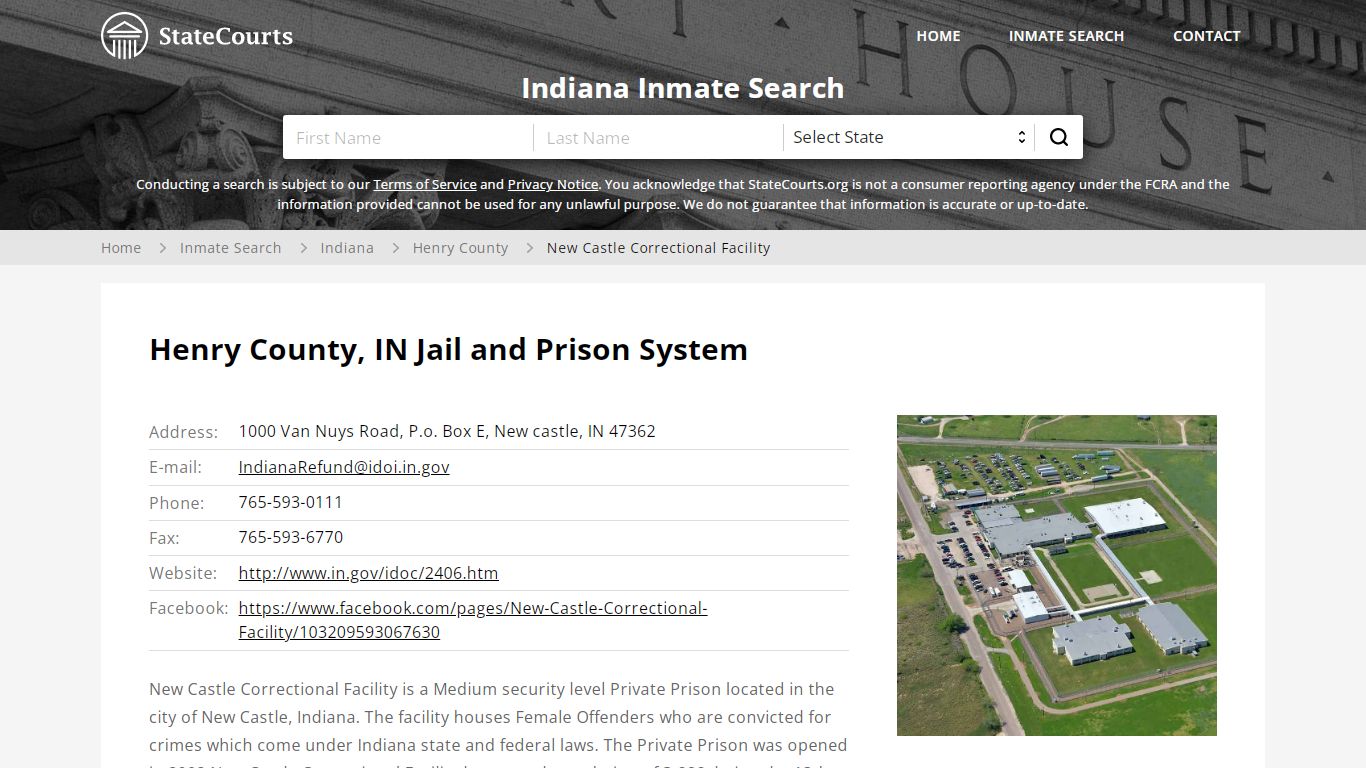 New Castle Correctional Facility Inmate Records Search, Indiana ...